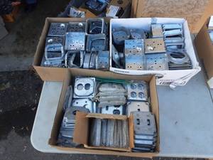 lot 7 image: Large Assortment Of (3-Boxes) Of Duplex Boxes, Covers & Switches (Galvanized)