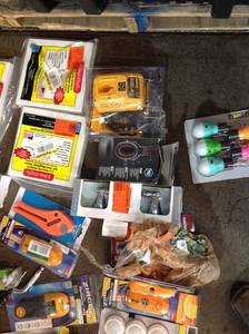lot 8 image: PALLET OF TOOLS,CHARGER,LIGHTS MISC (SEE PICTURES)