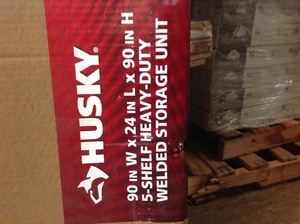 lot 21 image: Husky 90 in. W x 90 in. H x 24 in. D 5-Shelf Welded Steel Garage Storage Shelving Unit with Wire Deck in Black in good conditions