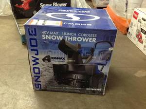 lot 17 image: SNOW JOE 18 in. 40-Volt Single-Stage Cordless Electric Snow Blower Kit with 5.0 Ah Battery  Charger