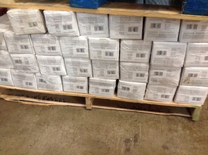 lot 34 image: Pallet with 30 cases of Strand Woven Mahogany 12 in. T x 5-18 in. W x 72 in. L Solid Bamboo Flooring see pictures