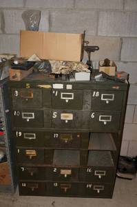 lot 148 image: Drawered storage unit with Contents