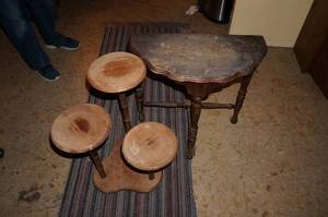 lot 201 image: Wood Side Table and Plant Stand