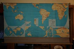 lot 245 image: Vintage Roll-Up World Map