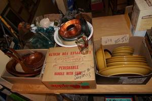 lot 293 image: Stoneware Plates, Pheasant Glasses and Kitchen Utensils