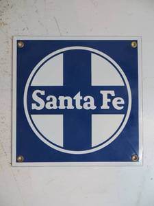 lot 55 image: Metal Santa Fe Railroad Sign