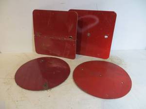 lot 68 image: 4 Red Metal Railroad Signs