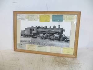 lot 77 image: Framed Train Photograph wVINTAGE Train Passes
