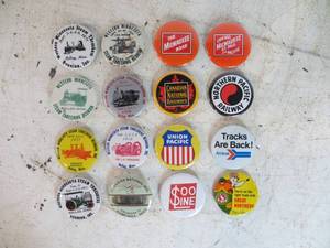 lot 95 image: 16 Railroad-Related Pinback Buttons