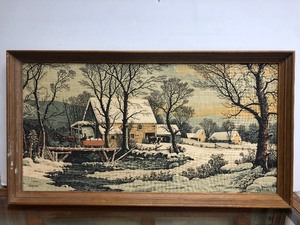 lot 30 image: Framed R. Batchelder Lithograph on Fabric Artwork