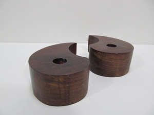 lot 59 image: Mid Century Danish Modern Carved Wood Candle Holders