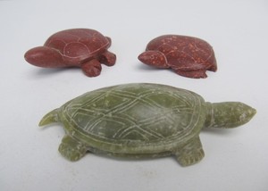 lot 103 image: 3 Vintage Carved Stone Turtles