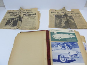 lot 114 image: Vintage 1940s-50s Scrapbook Full of Car Ads & Other Items