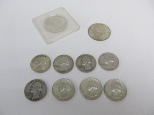 lot 115 image: Group of US Silver Quarters & Kenny Half Dollars