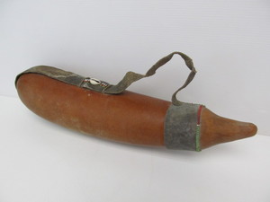 lot 131 image: Hand Made wBeaded Leather African Milk Gourd
