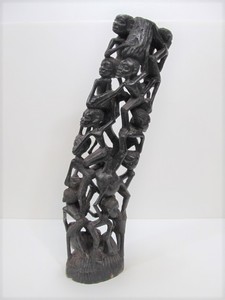 lot 63 image: Impressive Vintage Hand Carved African Tribal Figural Sculpture
