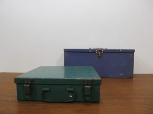 lot 161 image: 2 Vintage Steel Industrial Storage Boxes