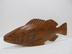 lot 162 image: Large 19 Carved Wood Fish Sculpture