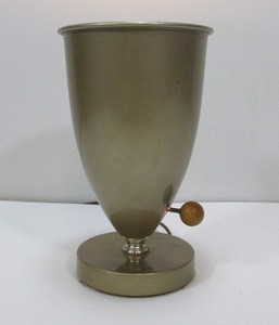 lot 189 image: Mid Century Urn-Form Metal Desk Lamp wTeak Wood Knob