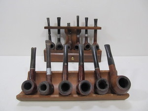 lot 234 image: 2 Pipe Racks Full of Vintage Smoking Pipes