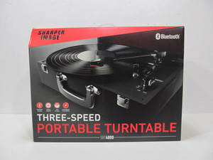 lot 252 image: Brand New SHARPER IMAGE Portable Bluetooth 3-Speed Turntable