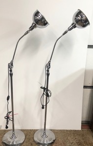 lot 3 image: Excellent Matching Pair of Vintage Deco Chrome Articulated Floor Lamps