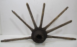 lot 226 image: Antique Wagon Wheel Hub wSpokes