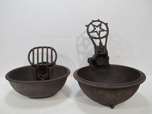 lot 229 image: 2 Antique Cast Iron CattleLivestock Watering Bowls