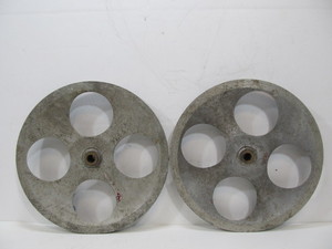 lot 230 image: Pair of Vintage Cast Aluminum Industrial Machine Wheels