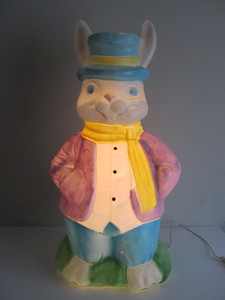 lot 93 image: Large Vintage Light-Up EASTER BUNNY Blow Mold Yard Decoration