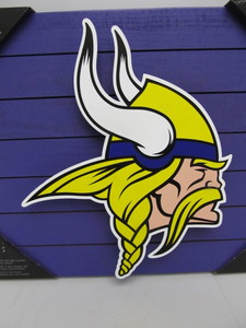 lot 195 image: Brand New Lighted MN VIKINGS Wooden Display Sign