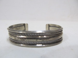 lot 206 image: Signed Vintage TAHE Navajo Sterling Silver Cuff Bracelet
