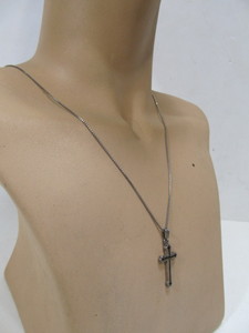 lot 208 image: Signed Vintage RANCHO ALEGRE Sterling Silver Crucifix Cross Pendant Necklace