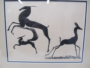 lot 265 image: Original Mid Century Modern Style Gazelle Forms Signed FBH