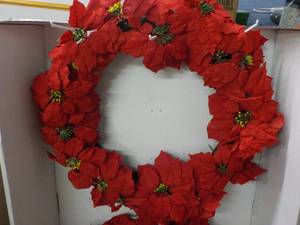 lot 247 image: Set of 2 Poinsettia Xmas Wreaths...