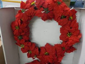 lot 250 image: Set of 2 Poinsettia Xmas Wreaths...