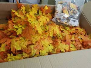 lot 254 image: Box of Fall Leaves and Dcor...