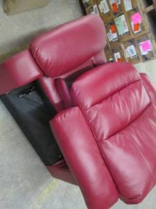 lot 144 image: Overstuffed Recliner in Red open bo...