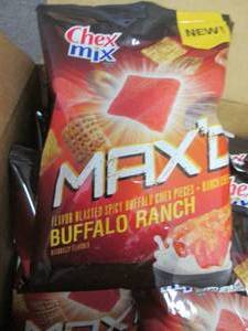 lot 198 image: Case of 8- 7.5 oz Bags Chex Mix Max...