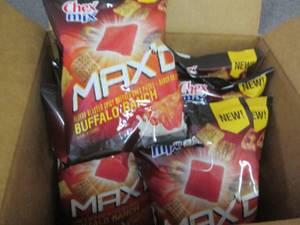 lot 199 image: Case of 8- 7.5 oz Bags Chex Mix Max...
