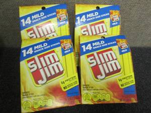 lot 203 image: 4- 14 ctpks  Snack Size Slim Jims...
