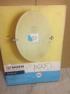 Banbury 26 in. x 23 in. Frameless Pivoting Wall Mirror in Brushed Nickel not used