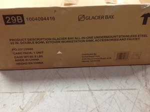 GLACIER BAY All-in-One Undermount Stainless Steel 33 in. 5050 Double Bowl Workstation Kitchen Sink with Faucet and Accessories