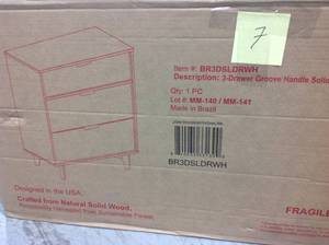 Sloane 3-Drawer Solid Wood Dresser WHITE in good condition