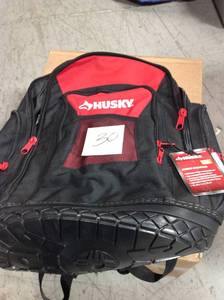 Husky 18 in. Rubber Bottom Tool Backpack in Red in good condition