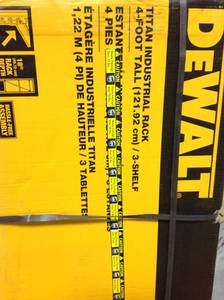 DEWALT 48 in. H x 50 in. W x 18 in. D 3-Shelf Steel  Laminate Expandable Industrial Storage Rack Unit in Yellow in good condition