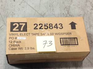 33 34 in. x 66 ft. Vinyl Electrical Tape, Black 12 pack in good condition