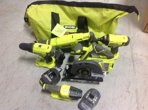 RYOBI 18-Volt ONE Lithium-Ion Cordless 5-Tool Combo Kit with (1) Batteries, Charger, and Bag