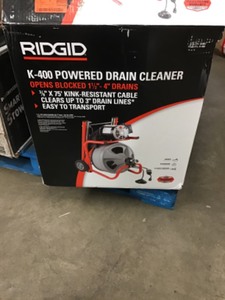 RIDGID 115-Volt K-400 Drain Cleaning Drum Machine with C-32 38 in. Integral Wound Cable and Tool Set in good conditions