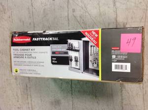 Rubbermaid FastTrack Garage 24 in. H x 24 in. W x 10-12 in. D Tool Cabinet Kit Rail Storage System in good condition